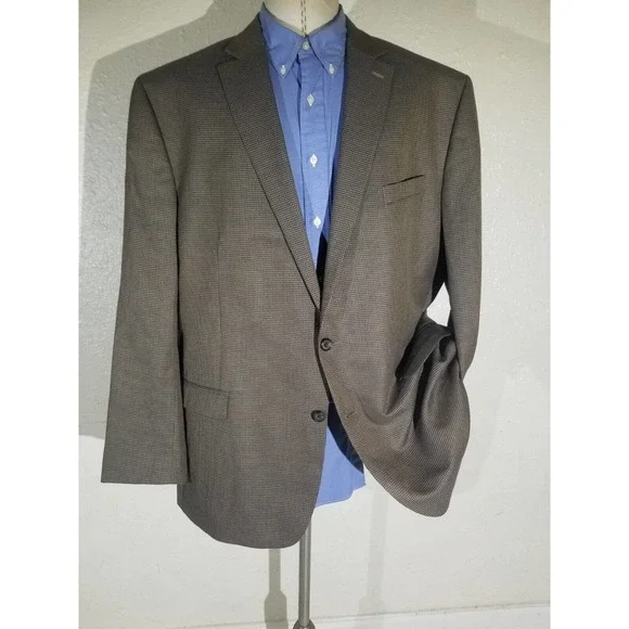 Ralph Lauren 54L Elbow Patch Brown Blue Tooth Check Blazer Jacket